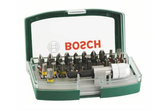 Colour-coded screw bit set 32-piece