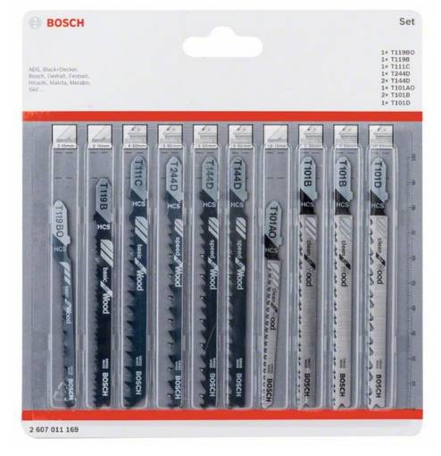 Jigsaw blade set with T-shank for wood 10-piece