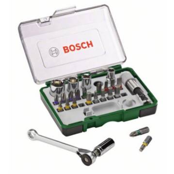 27-piece colour-coded screw bit and ratchet set