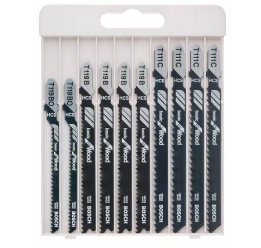 Jigsaw blade set Basic for Wood in cassette 10-piece