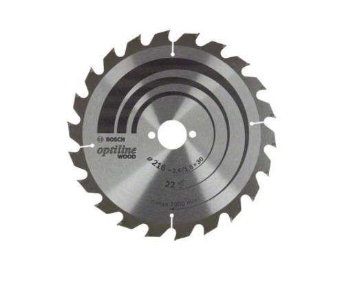 Optiline Wood circular saw blade 216 x 30 x 2.6/1.6 mm, 22T