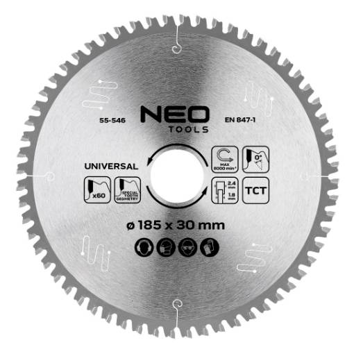 Saw blade, widia, 185 x 30 mm, 60 teeth, universal