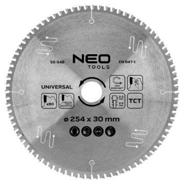 Saw blade, widia, 254 x 30 mm, 80 teeth, universal