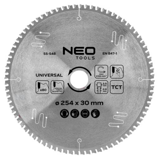 Saw blade, widia, 254 x 30 mm, 80 teeth, universal