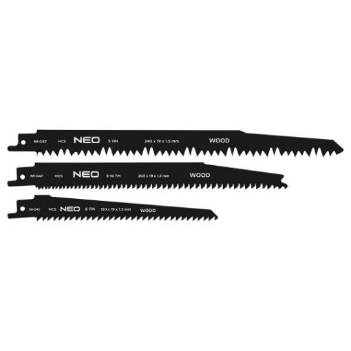 Sabre saw blades, HCS, set of 3 pcs.
