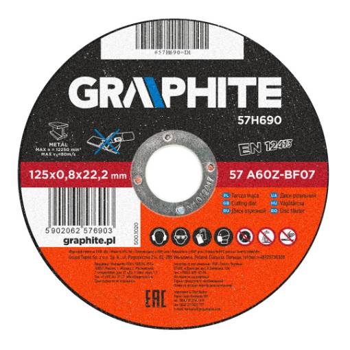 Cutting disc for metal 125 x 0.8 x 22.2 mm, 42A60S-BF07