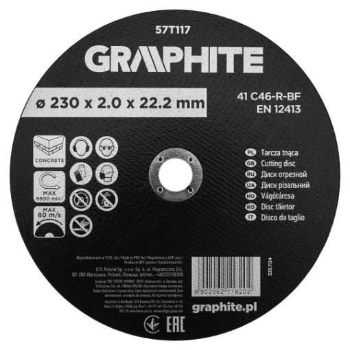 Cutting disc, corundum for concrete 230 x 2.0 x 22.2 mm, 41 C46-R-BF