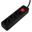 Strip extension cord 3 m, 3 x 1.5 mm2, 3G, black, ON/OFF