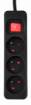 Strip extension cord 3 m, 3 x 1.5 mm2, 3G, black, ON/OFF