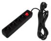 Strip extension cord 3 m, 3 x 1.5 mm2, 4G, black, ON/OFF