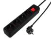 Strip extension cord 3 m, 3 x 1.5 mm2, 4G, black, ON/OFF