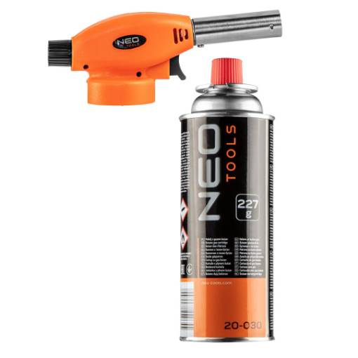 Screw-on gas burner + butane gas cartridge, 227 g
