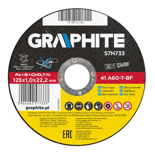Cutting disc for metal INOX 125 x 1.0 x 22.2 mm 41 A60-T-BF