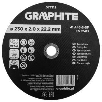 Cutting disc, corundum for metal 230 x 2.0 x 22.2 mm, 41 A46-S-BF