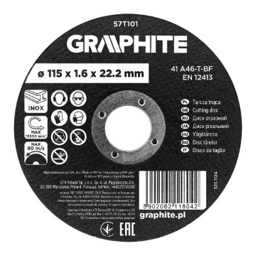Cutting disc, aluminium oxide for metal/INOX 115 x 1.6 x 22.2 mm, 41 A46-T-BF