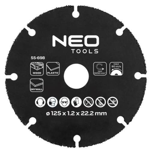 HM cutting disc for wood and plastics 125x22.2 mm