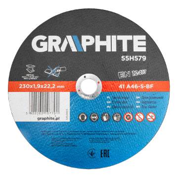 Cutting disc for metal 230 x 1.9 x 22.2 mm, 41 A46-S-BF, 5 pcs set