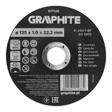 Cutting wheel, corundum for metal/INOX 125 x 1.0 x 22.2 mm, 41 A60-T-BF, carton 110 pieces
