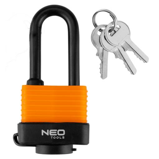 Padlock long waterproof laminated rubber cover. 40mm
