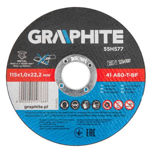 Cutting disc for metal 115 x 1.0 x 22.2 mm, 41 A60-T-BF, 10 pcs set