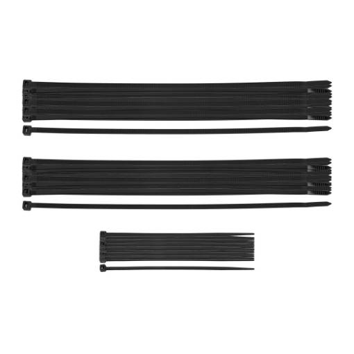 EXTREME cable ties, 2.5 x 100 mm, 3.6 x 150 mm, 4.8 x 200 mm, black, set 25 pcs each