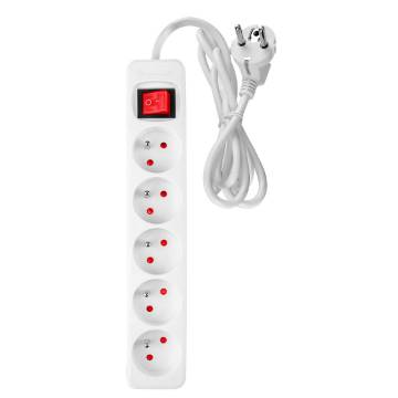 Strip extension cord 3 m, 3 x 1.5 mm2, 5G, white, ON/OFF