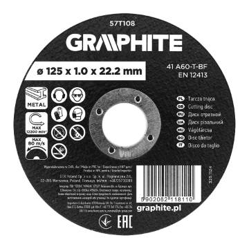 Cutting disc, aluminium oxide for metal 125 x 1.0 x 22.2 mm, 41 A60-T-BF