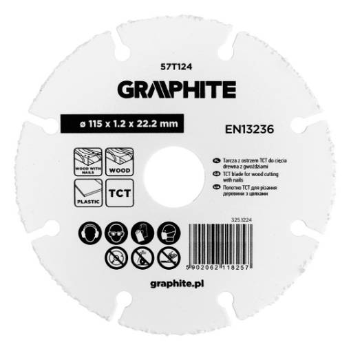 TCT blade for wood cutting with nails 115 x 1.2 x 22.22 mm