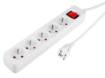 Strip extension cord 1.5 m, 3 x 1.5 mm2, 5G, white, ON/OFF