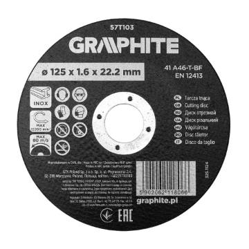 Cutting wheel, aluminium oxide for metal/INOX 125 x 1.6 x 22.2 mm, 41 A46-T-BF