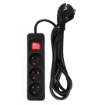 Strip extension cord 1.5 m, 3 x 1.5 mm2, 3G, black, ON/OFF