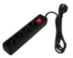 Strip extension cord 1.5 m, 3 x 1.5 mm2, 4G, black, ON/OFF