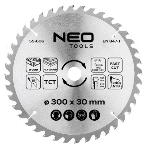 Saw blade, widia, 300 x 30 mm, 40 teeth