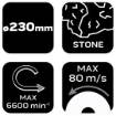 Stone cutting disc 230 x 3.2 x 22.2 mm, 42 C 30-S-BF