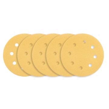 Velcro-backed sanding paper 180 mm, K80, 5 pcs, with 8 holes for sanding machine 59G263