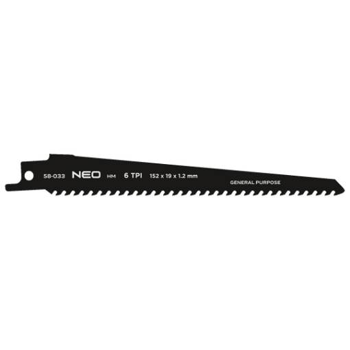 Sabre saw blade, HM, 152 x 19 x 1.2 mm, 6TPI