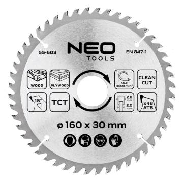 Saw blade, widia, 160 x 30 mm, 48 teeth