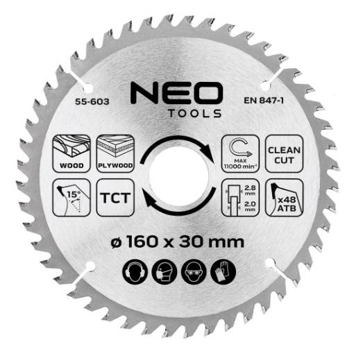 Saw blade, widia, 160 x 30 mm, 48 teeth