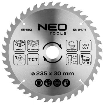 Saw blade, widia, 235 x 30 mm, 40 teeth
