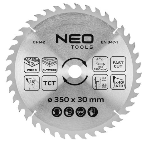 Saw blade, widia, 350 x 30 mm, 40 teeth