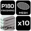 Velcro-backed sanding grid, 225 mm, K180, for sander 59G260, 59G264, 59G265,10 pcs.