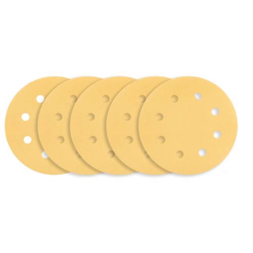 Velcro-backed sanding paper 180 mm, K180, 5 pcs, with 8 holes for sanding machine 59G263