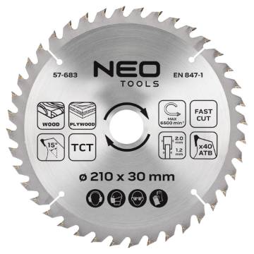 Saw blade, widia, 210 x 30 mm, 40 teeth
