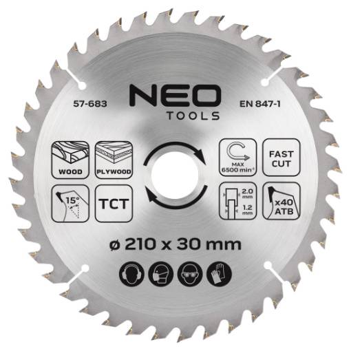 Saw blade, widia, 210 x 30 mm, 40 teeth
