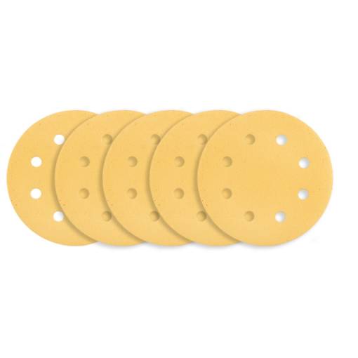 Velcro-backed sanding paper 180 mm, K120, 5 pcs, with 8 holes for sander 59G263