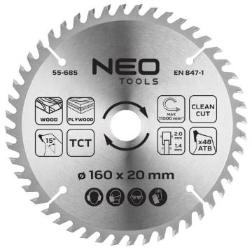 Saw blade, plunge-cutting, widia, 160 x 1.4 x 2.0 x 20 mm, 48 teeth