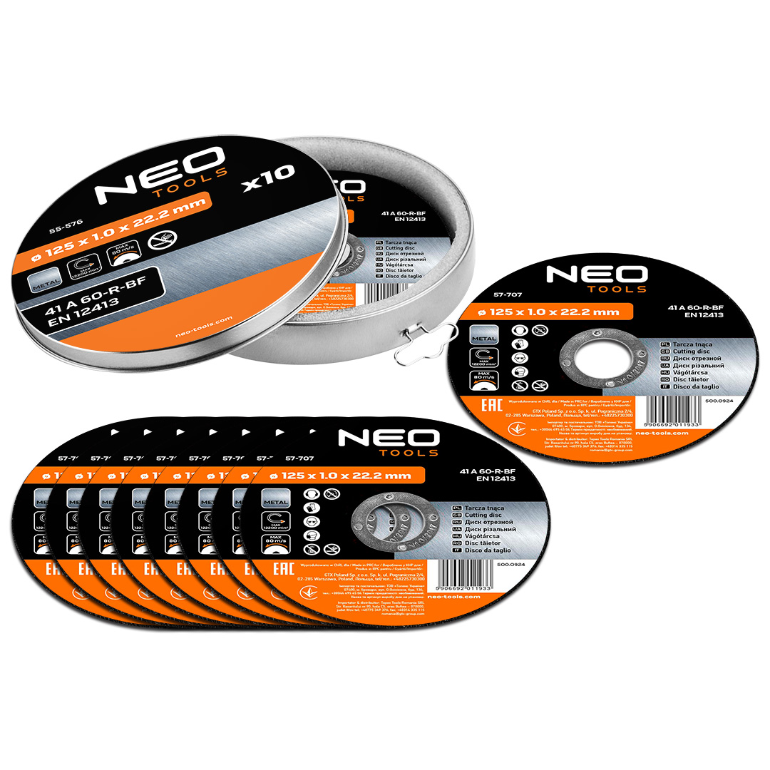 Metal cutting disc 125x1.0x22.2 mm, 10 pcs. 41 A60-R-BF