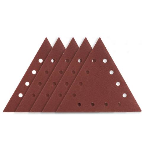Velcro-backed sanding paper K80, triangular with 12 holes, 5pc for sander 59G264