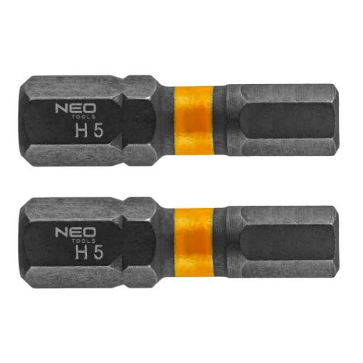 HEX5 x 25 mm impact bits, 2 pcs.