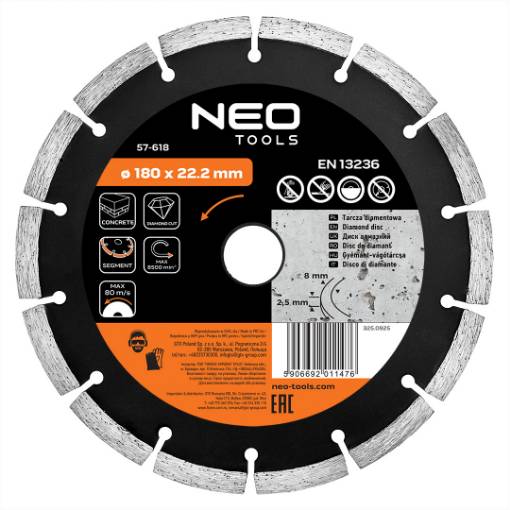Diamond blade 180 x 22.2 mm, segmented